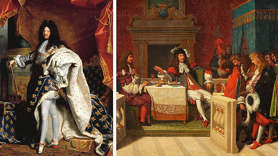 Людовик XIV и он же, ужинающий в Версале с Мольером