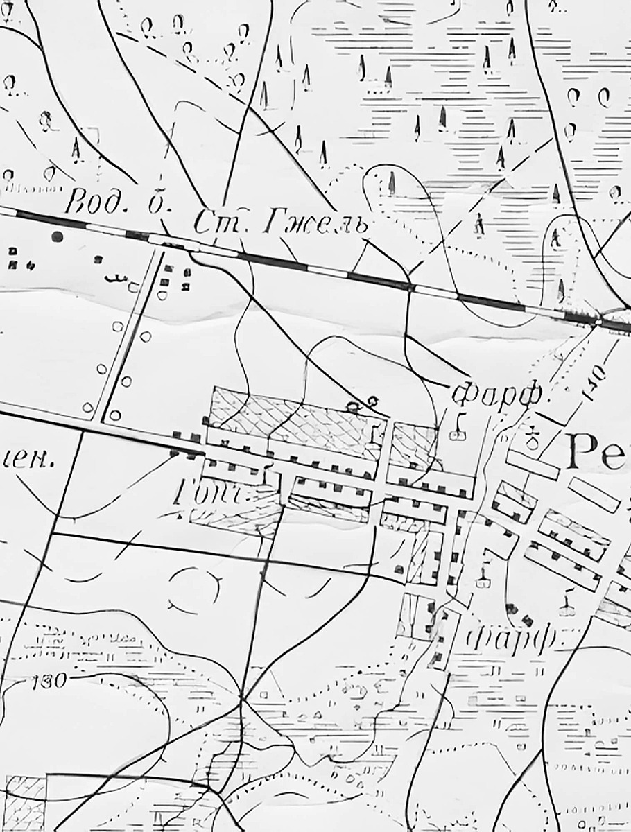 Село Гжель на карте 19 века