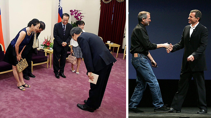 Японский поклон (одзиги) и американское приветствие