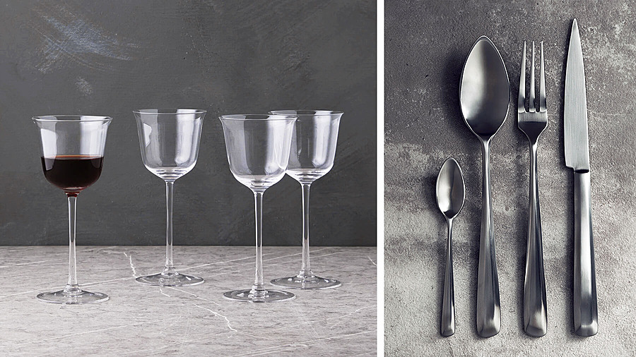 Бокалы Grace и столовые приборы Zoe от Serax и Анн Демельмейстер