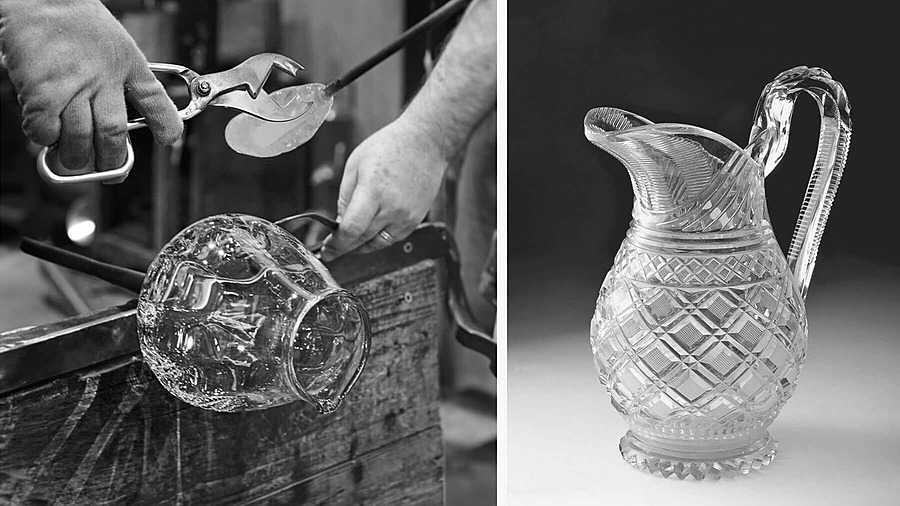 Производство хрусталя; кувшин Vista Alegre, 19 век