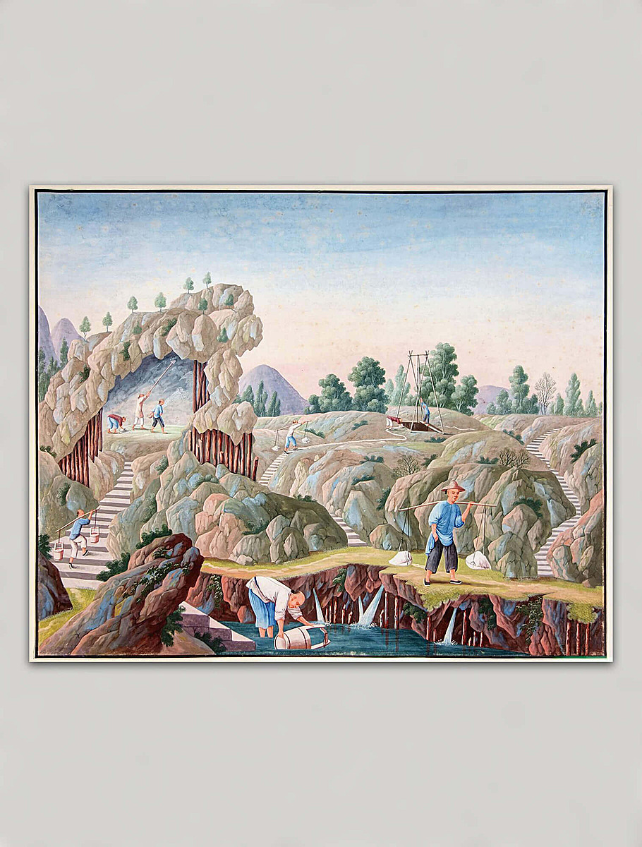 Добыча каолина в Китае. Иллюстрация XIX века