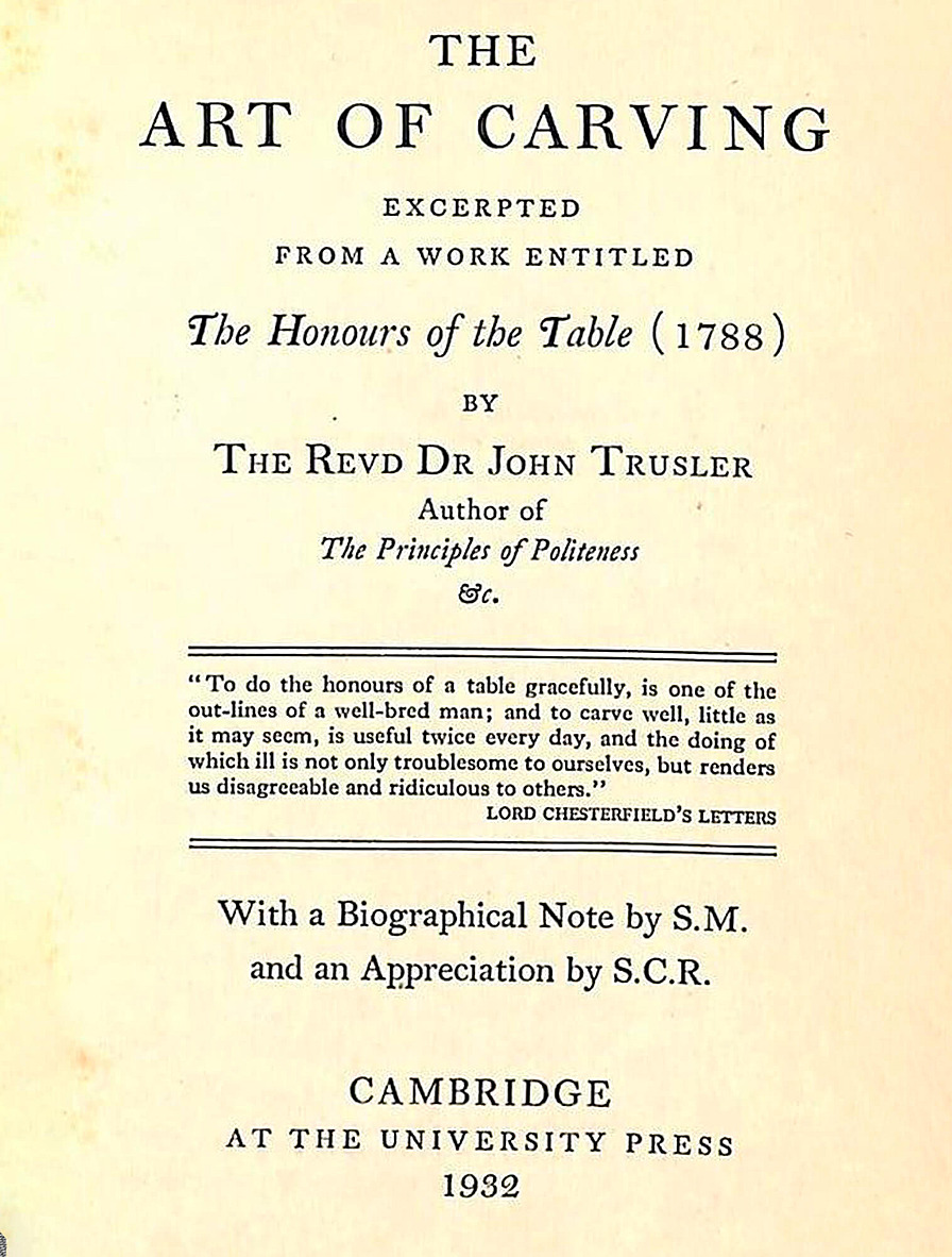 «The Honours of the Table»