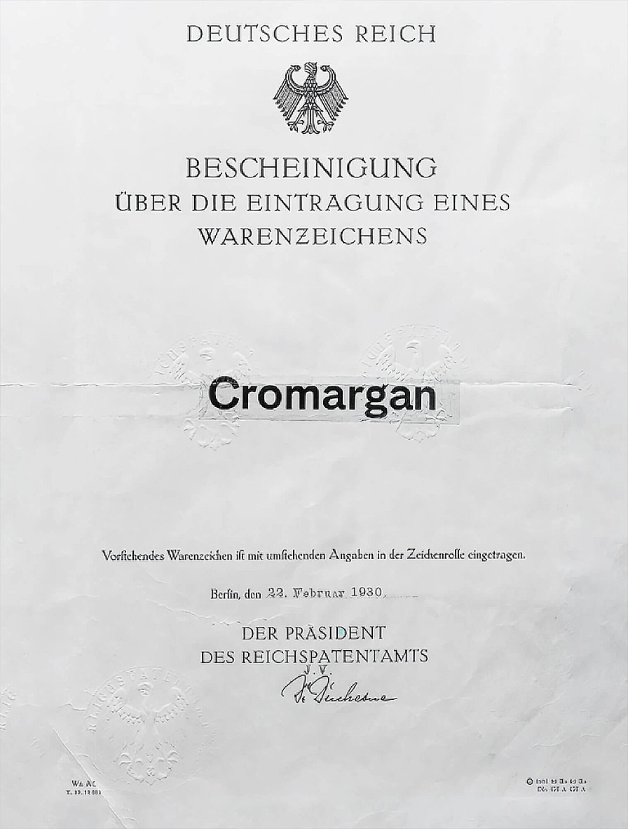 Свидетельство о регистрации товарного знака Cromargan