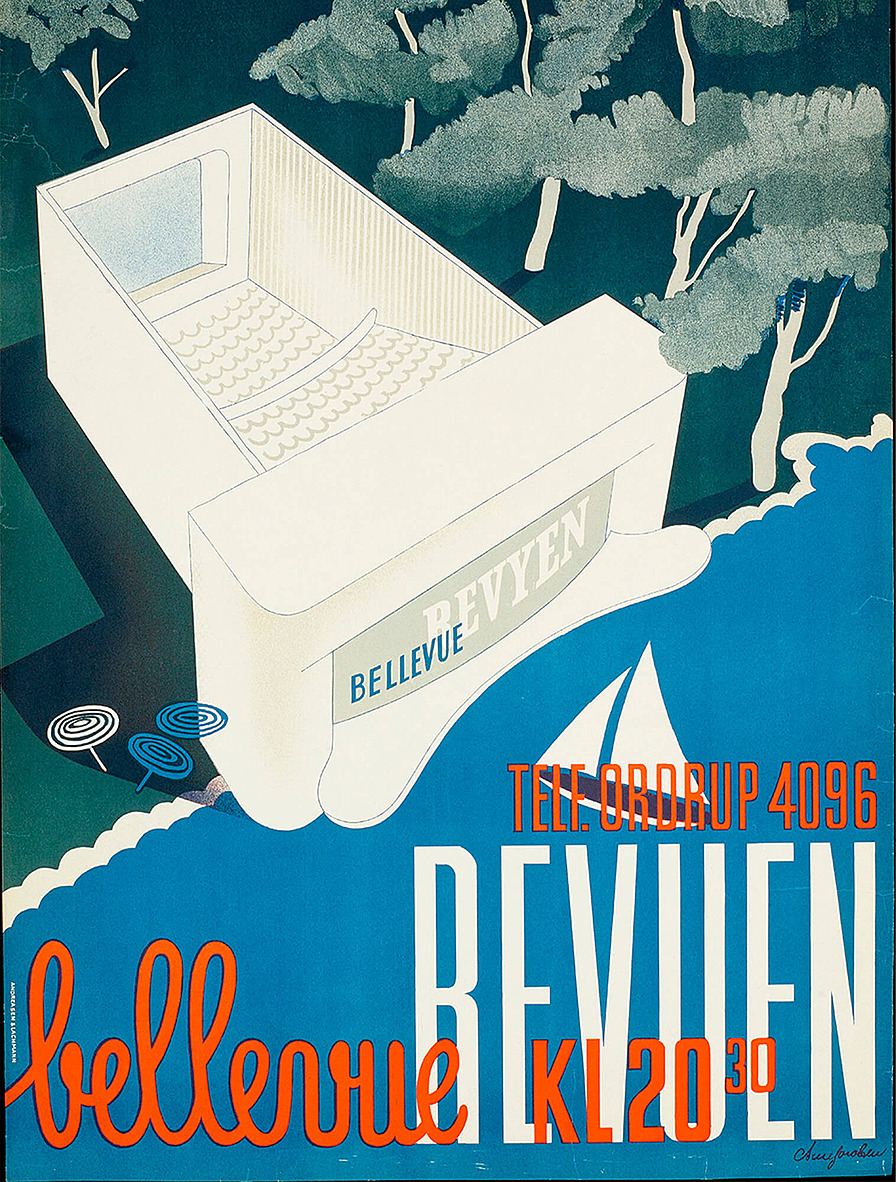 Плакат Арне Якобсена для театра Bellevue Revue