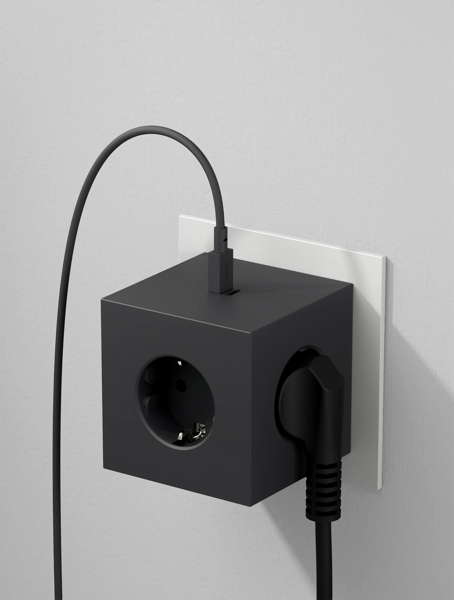 Разветвитель Square Two с USB-C и 3 розетками, 7,5х7,5 см