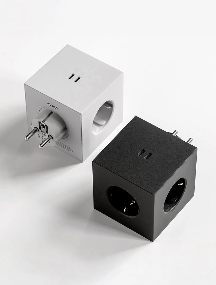 Разветвитель Square Two с USB-C и 3 розетками, 7,5х7,5 см от Avolt