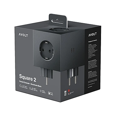 Разветвитель Square Two с USB-C и 3 розетками, 7,5х7,5 см