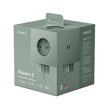 Разветвитель Square Two с USB-C и 3 розетками, 7,5х7,5 см