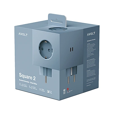 Разветвитель Square Two с USB-C и 3 розетками, 7,5х7,5 см