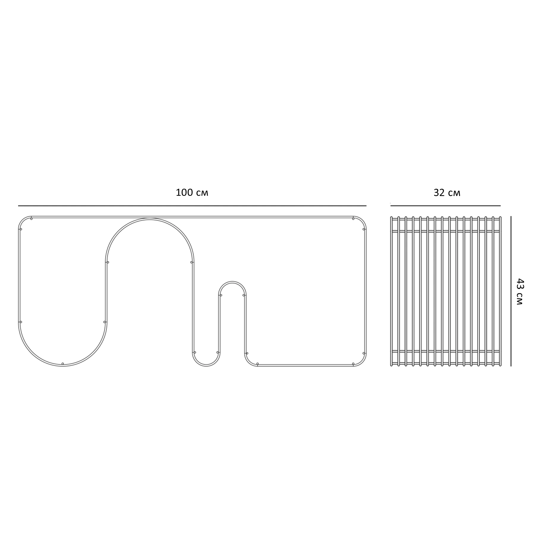 Журнальный стол Curva, 100x32x43 см