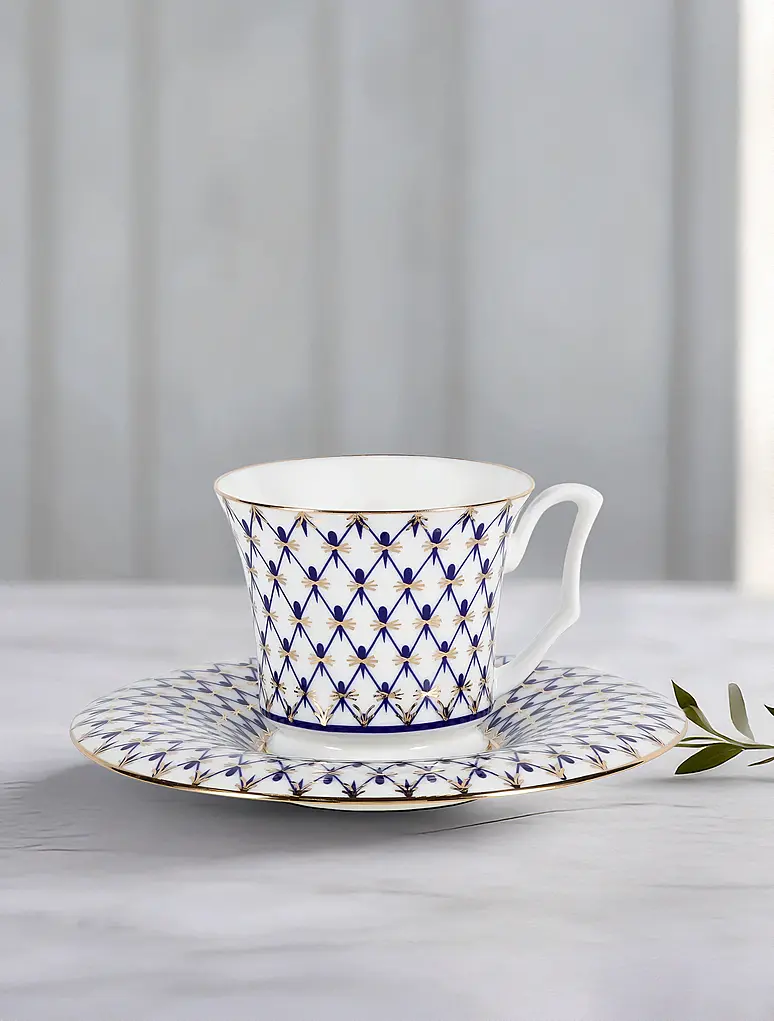 Кофейная пара Кобальтовая сетка, 145 мл от Императорский фарфоровый завод