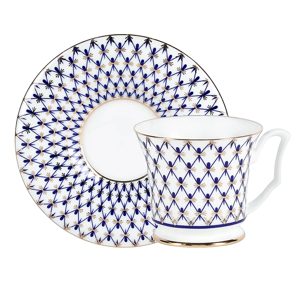 Кофейная пара Кобальтовая сетка, 145 мл от Императорский фарфоровый завод