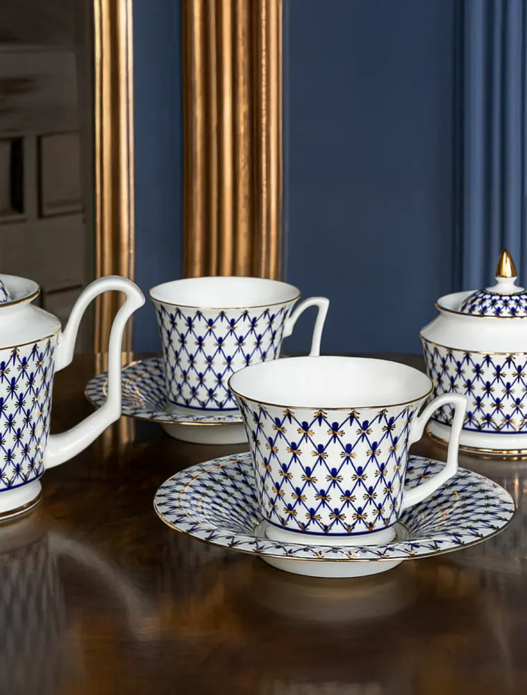 Кофейная пара Кобальтовая сетка, 145 мл от Императорский фарфоровый завод