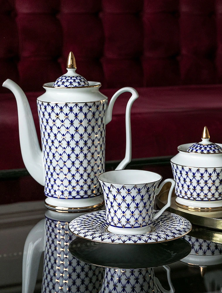 Кофейная пара Кобальтовая сетка, 145 мл от Императорский фарфоровый завод
