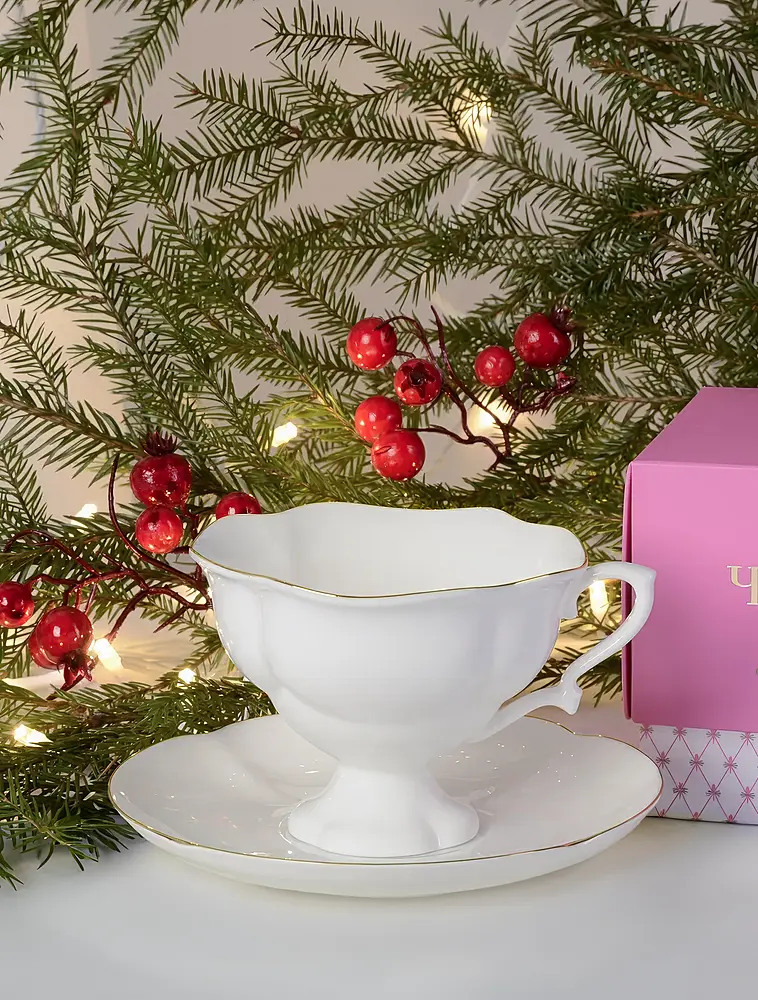 Чайная пара Золотая лента, 220 мл от Императорский фарфоровый завод