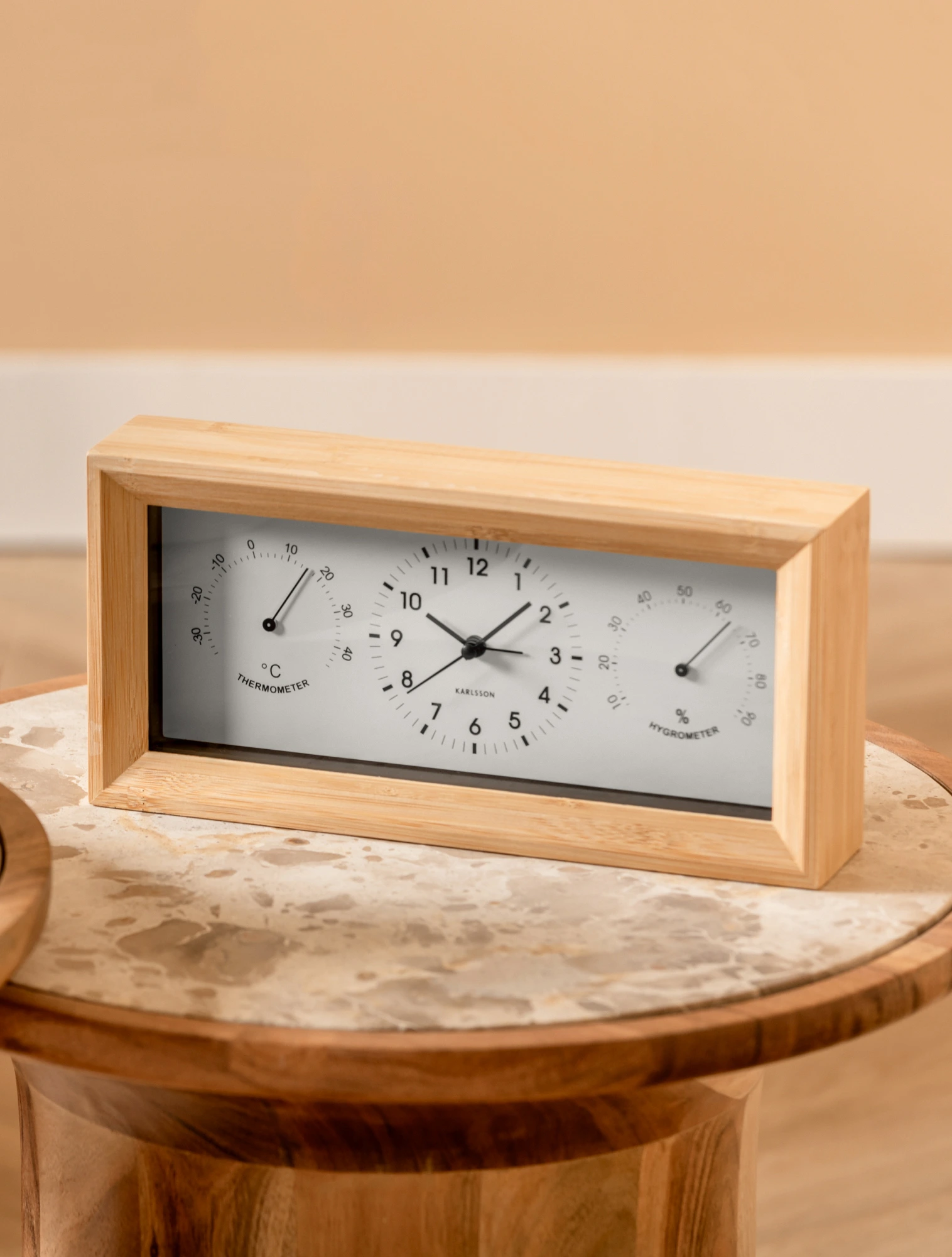 Настольные часы-будильник с гигрометром и термометром Neat, 26х13 см