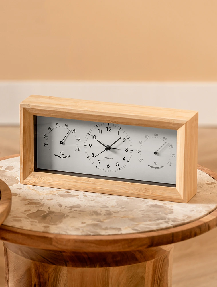 Настольные часы-будильник с гигрометром и термометром Neat, 26х13 см от Karlsson