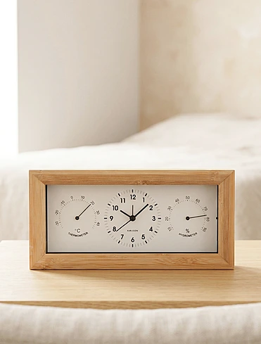 Настольные часы-будильник с гигрометром и термометром Neat, 26х13 см