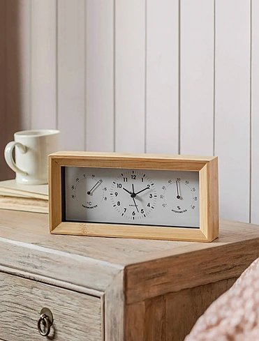 Настольные часы-будильник с гигрометром и термометром Neat, 26х13 см