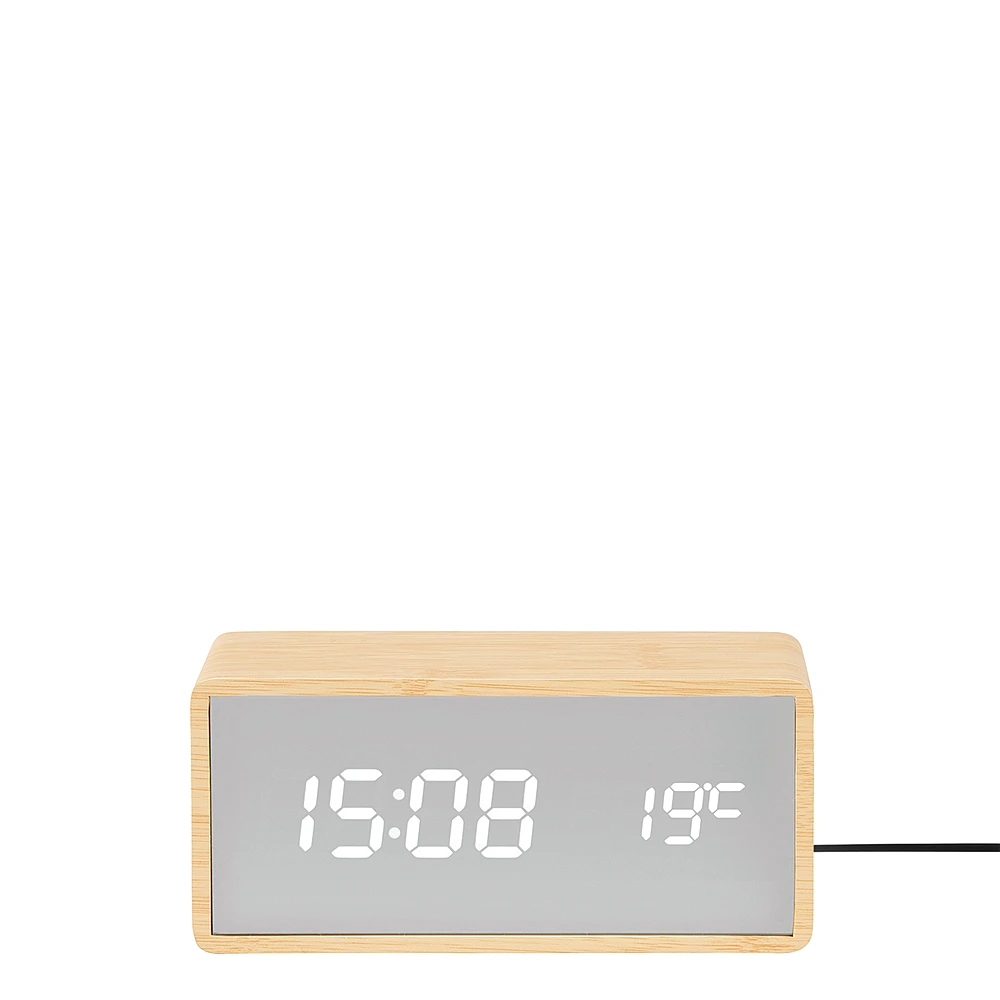 Настольные часы-будильник с термометром Silver Mirror, 15х7 см от Karlsson