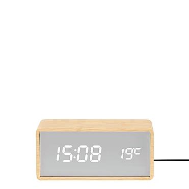 Настольные часы-будильник с термометром Silver Mirror, 15х7 см