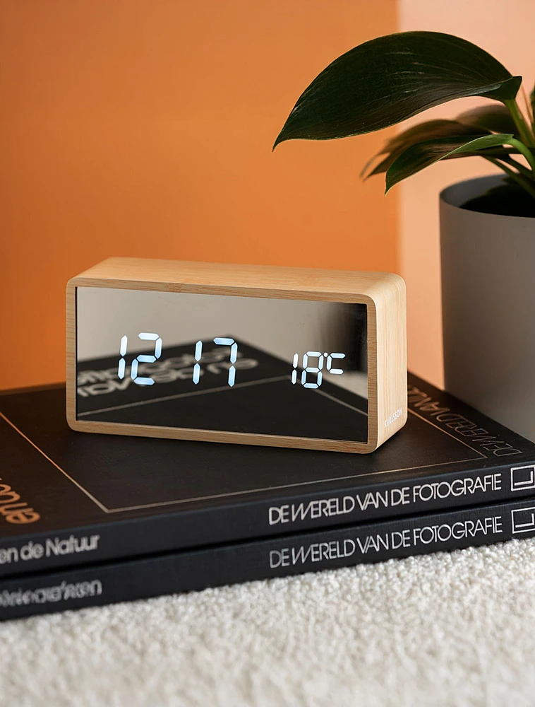 Настольные часы-будильник с термометром Silver Mirror, 15х7 см от Karlsson