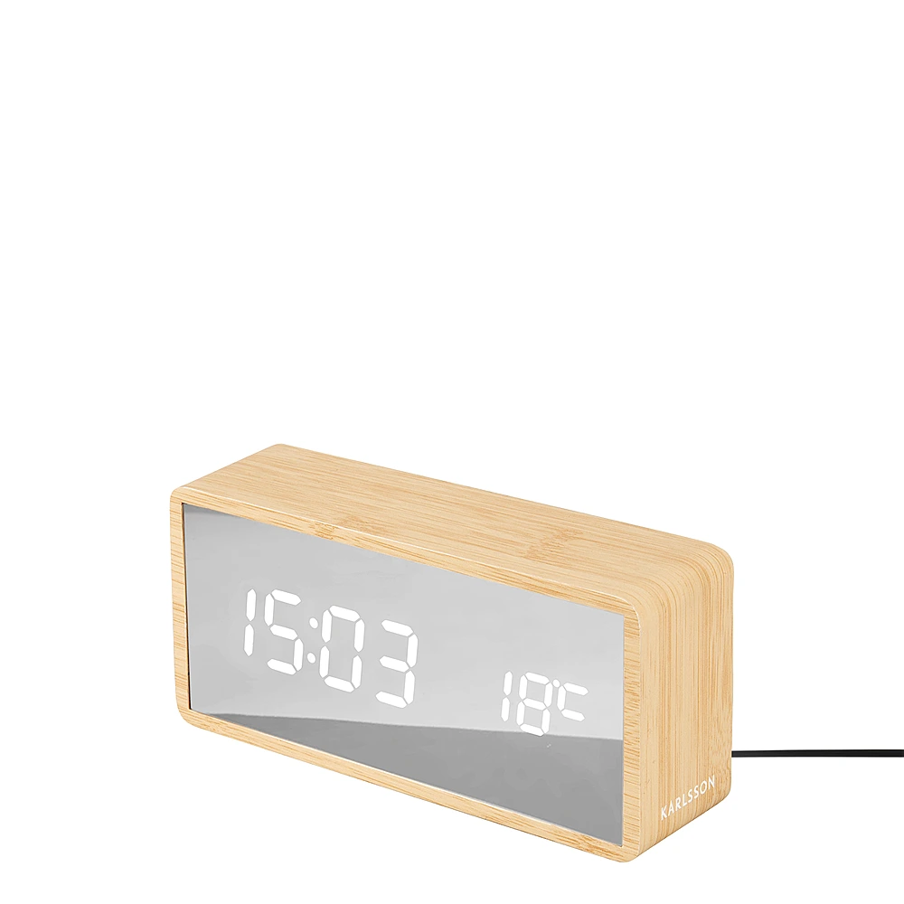 Настольные часы-будильник с термометром Silver Mirror, 15х7 см от Karlsson