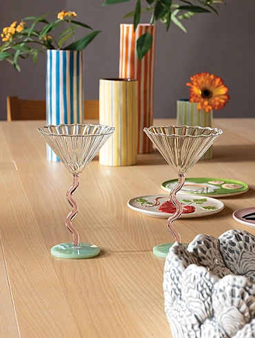 Набор из 2 бокалов для шампанского и мартини Curve, 150 мл