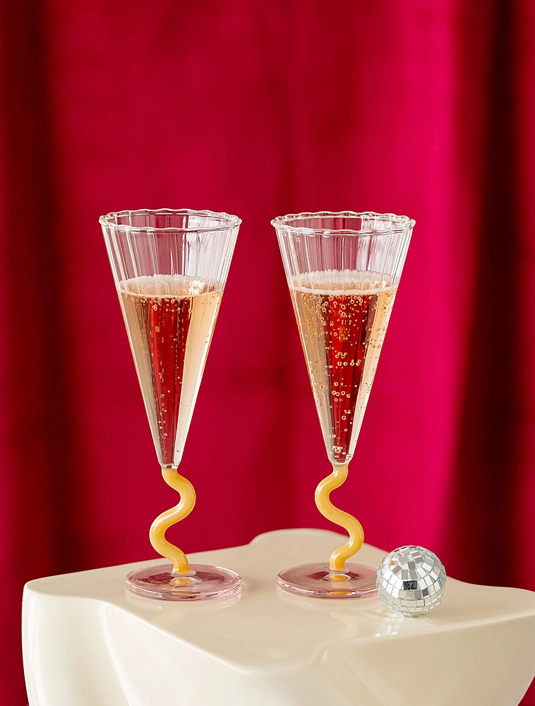 Набор из 2 бокалов для шампанского Curve, 180 мл от &Klevering
