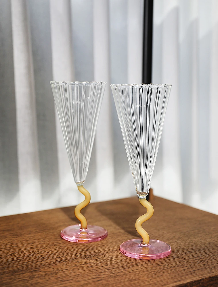 Набор из 2 бокалов для шампанского Curve, 180 мл от &Klevering