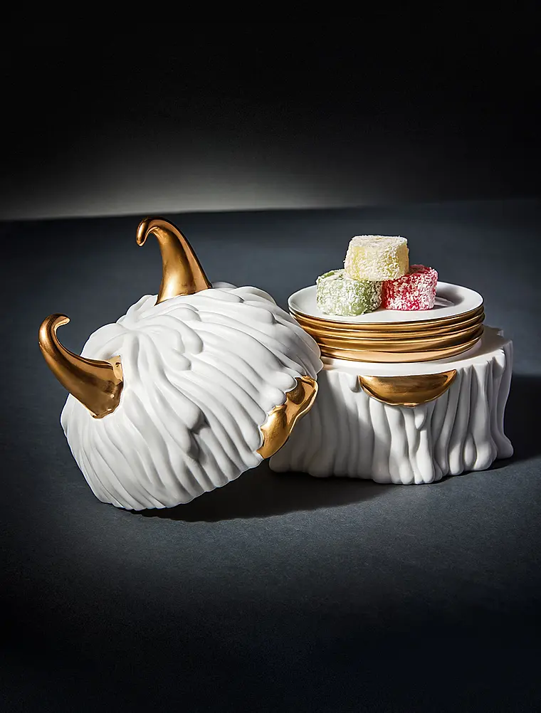 Набор из 4 мини-тарелок в декоративной ёмкости Haas Lynda, 11 см от L'Objet