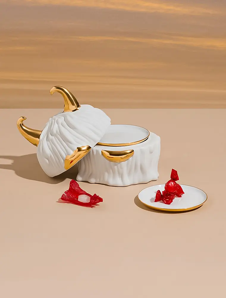 Набор из 4 мини-тарелок в декоративной ёмкости Haas Lynda, 11 см от L'Objet