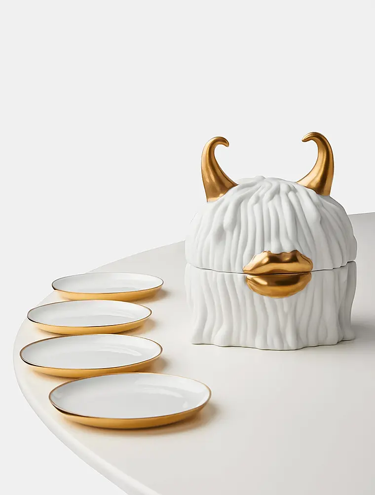 Набор из 4 мини-тарелок в декоративной ёмкости Haas Lynda, 11 см от L'Objet