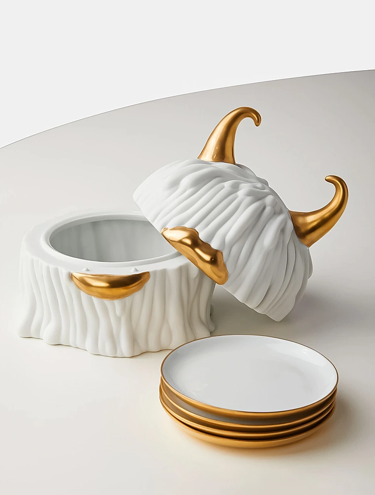 Набор из 4 мини-тарелок в декоративной ёмкости Haas Lynda, 11 см от L'Objet