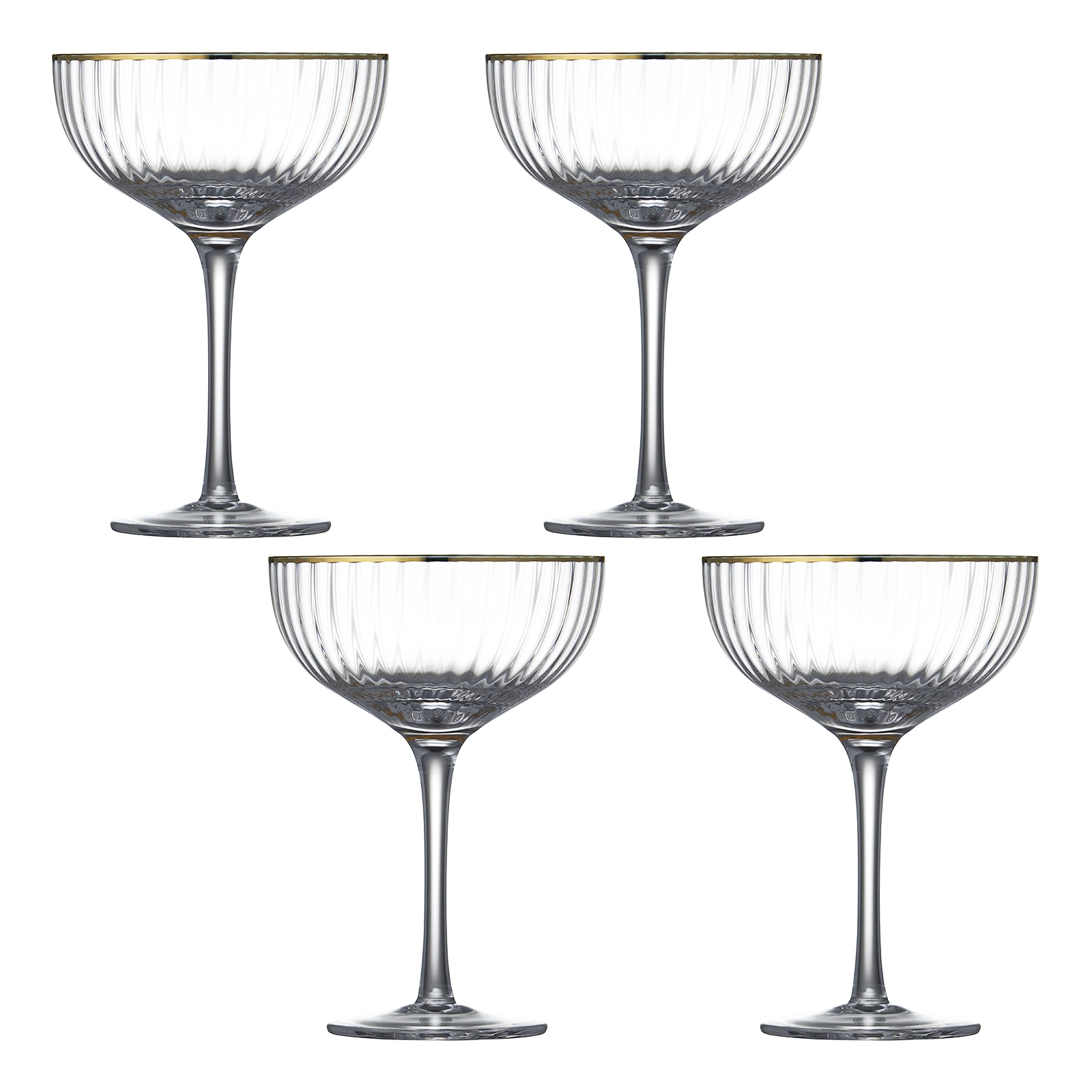 Набор из 4 бокалов для шампанского и мартини Palermo Gold, 315 мл