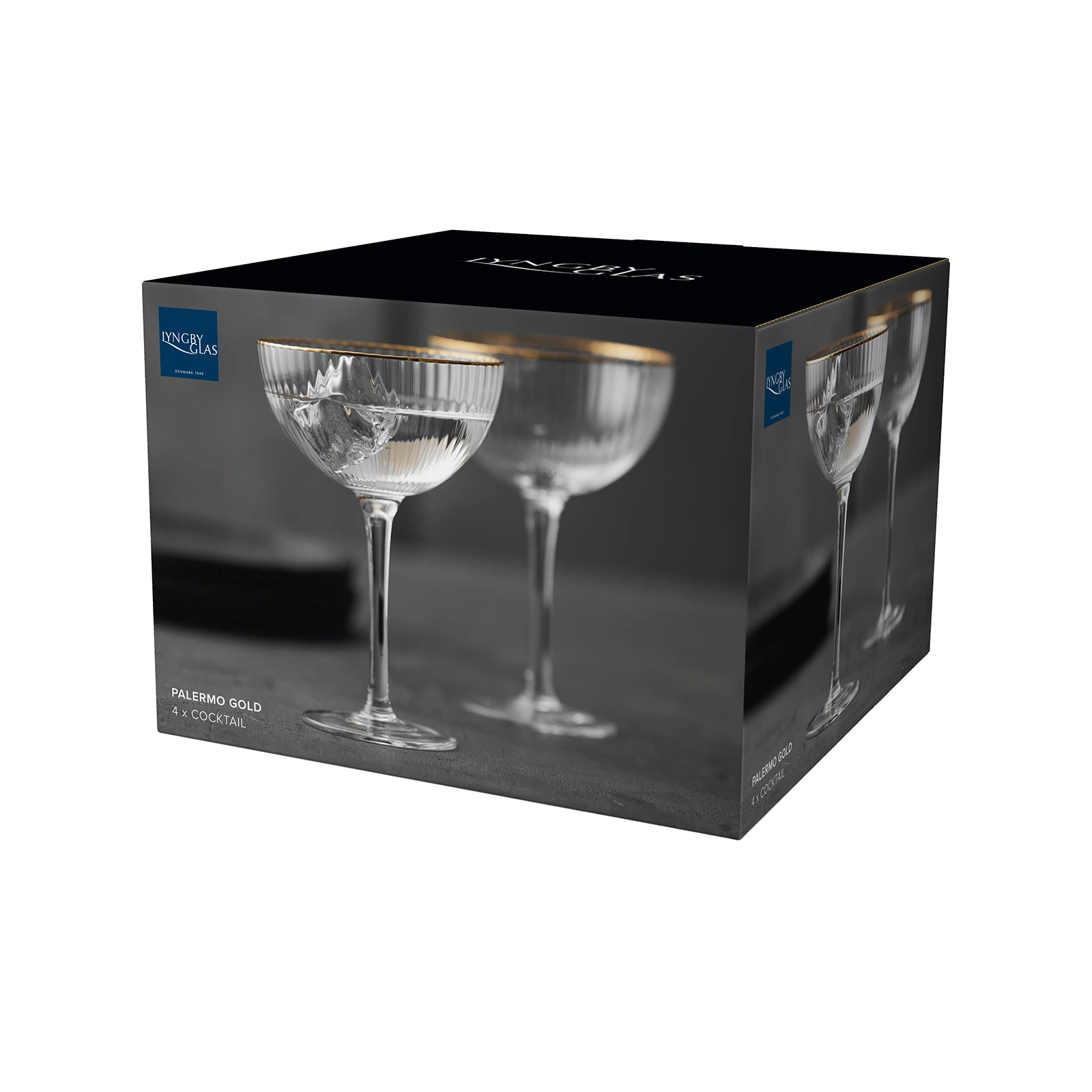 Набор из 4 бокалов для шампанского и мартини Palermo Gold, 315 мл