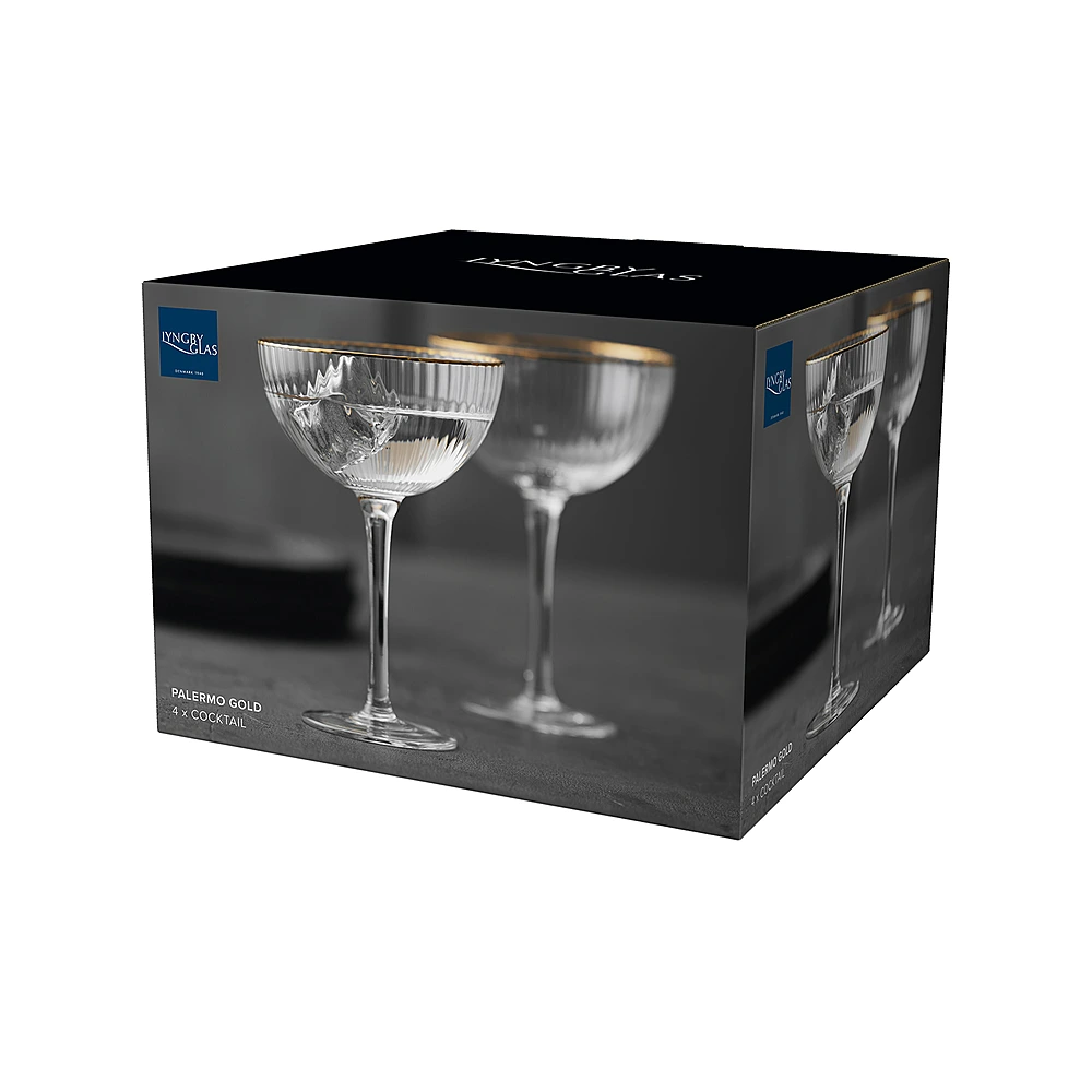 Набор из 4 бокалов для шампанского и мартини Palermo Gold, 315 мл от Lyngby Glas