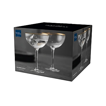 Набор из 4 бокалов для шампанского и мартини Palermo Gold, 315 мл