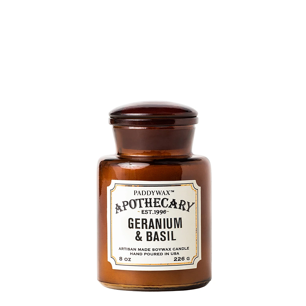 Ароматическая свеча Apothecary Geranium & Basil, 12,5 см от Paddywax
