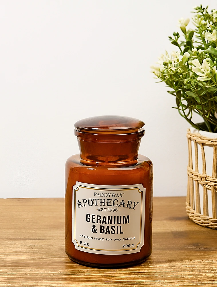 Ароматическая свеча Apothecary Geranium & Basil, 12,5 см от Paddywax