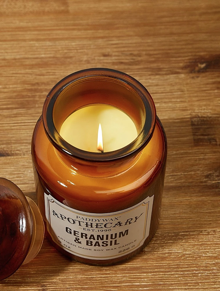 Ароматическая свеча Apothecary Geranium & Basil, 12,5 см от Paddywax