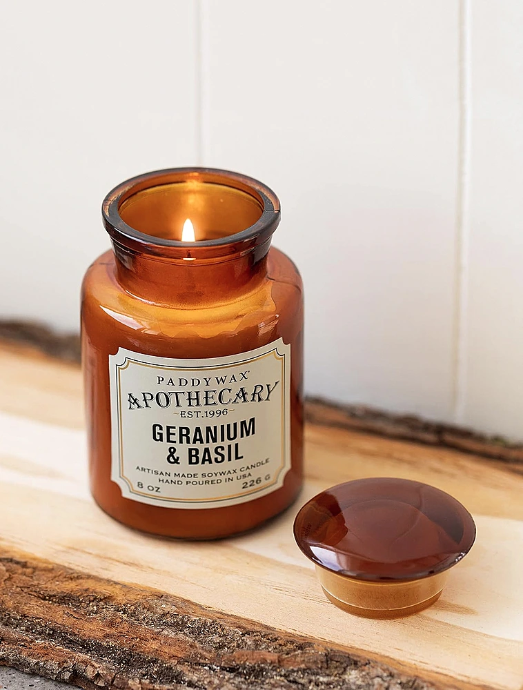 Ароматическая свеча Apothecary Geranium & Basil, 12,5 см от Paddywax