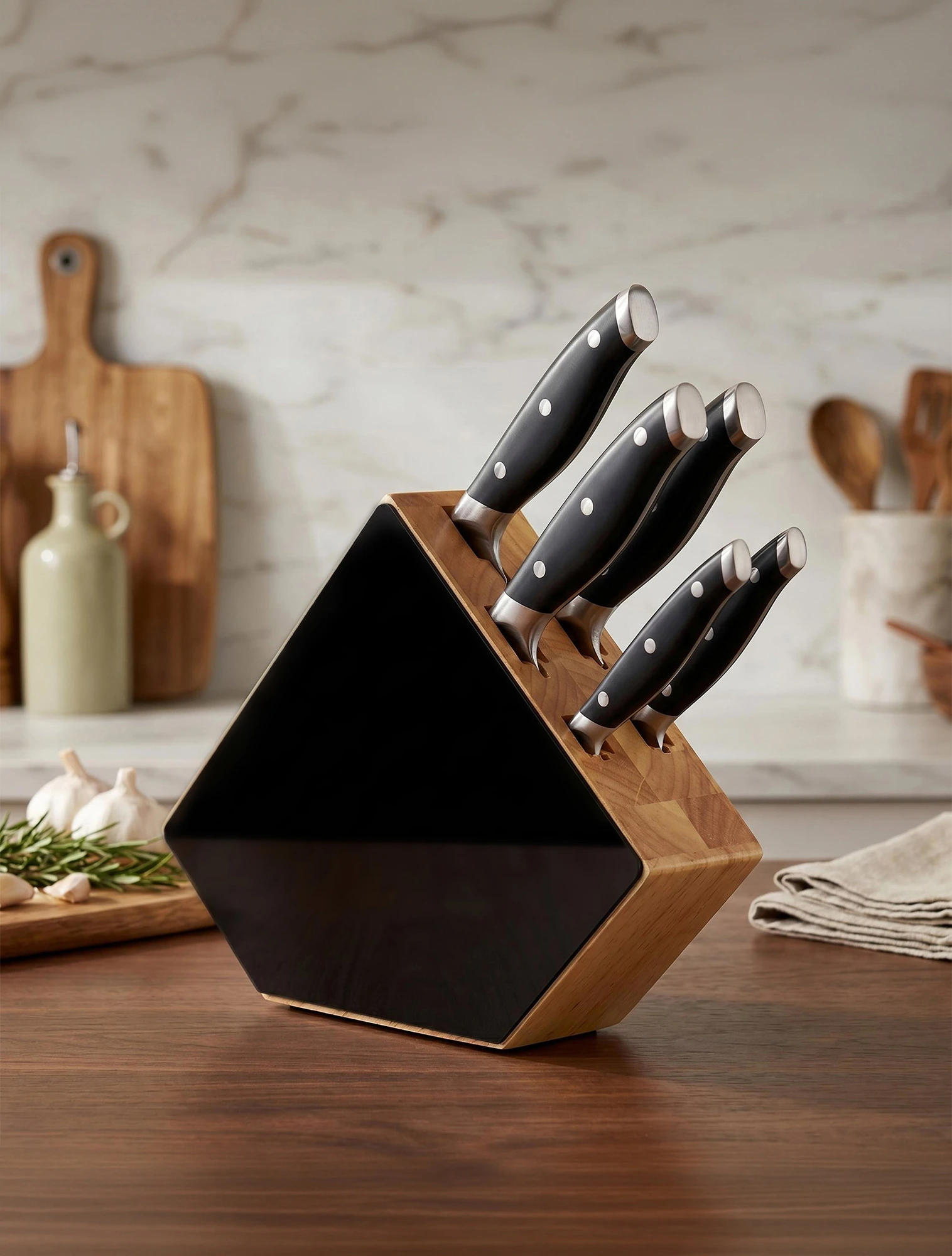 Набор кухонных ножей с подставкой Grand Chef, 5 пр.