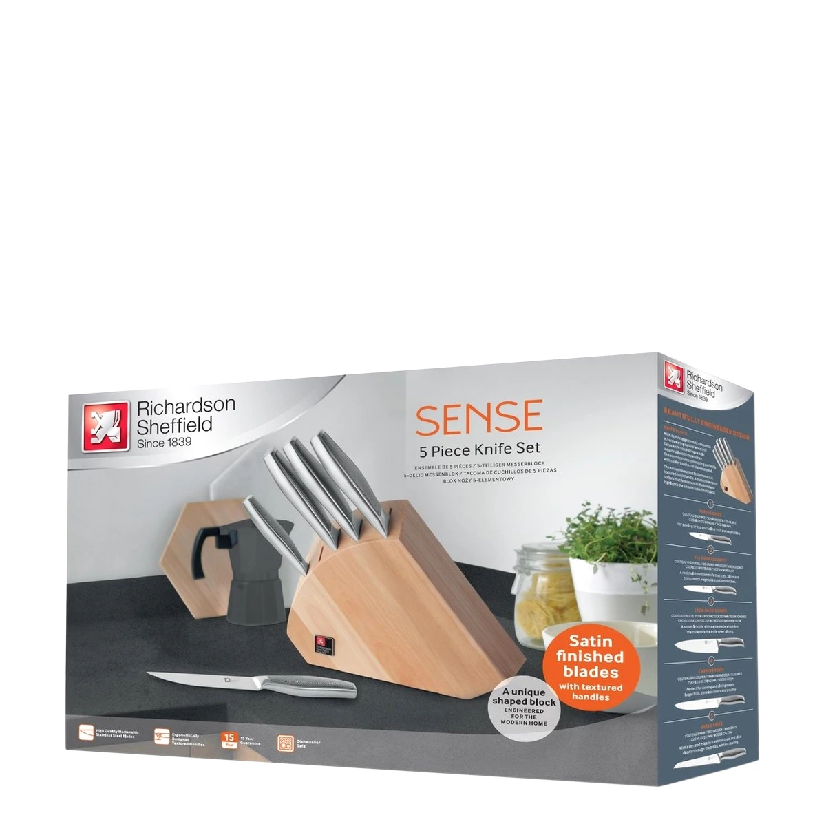 Набор кухонных ножей с подставкой Sense, 5 пр.