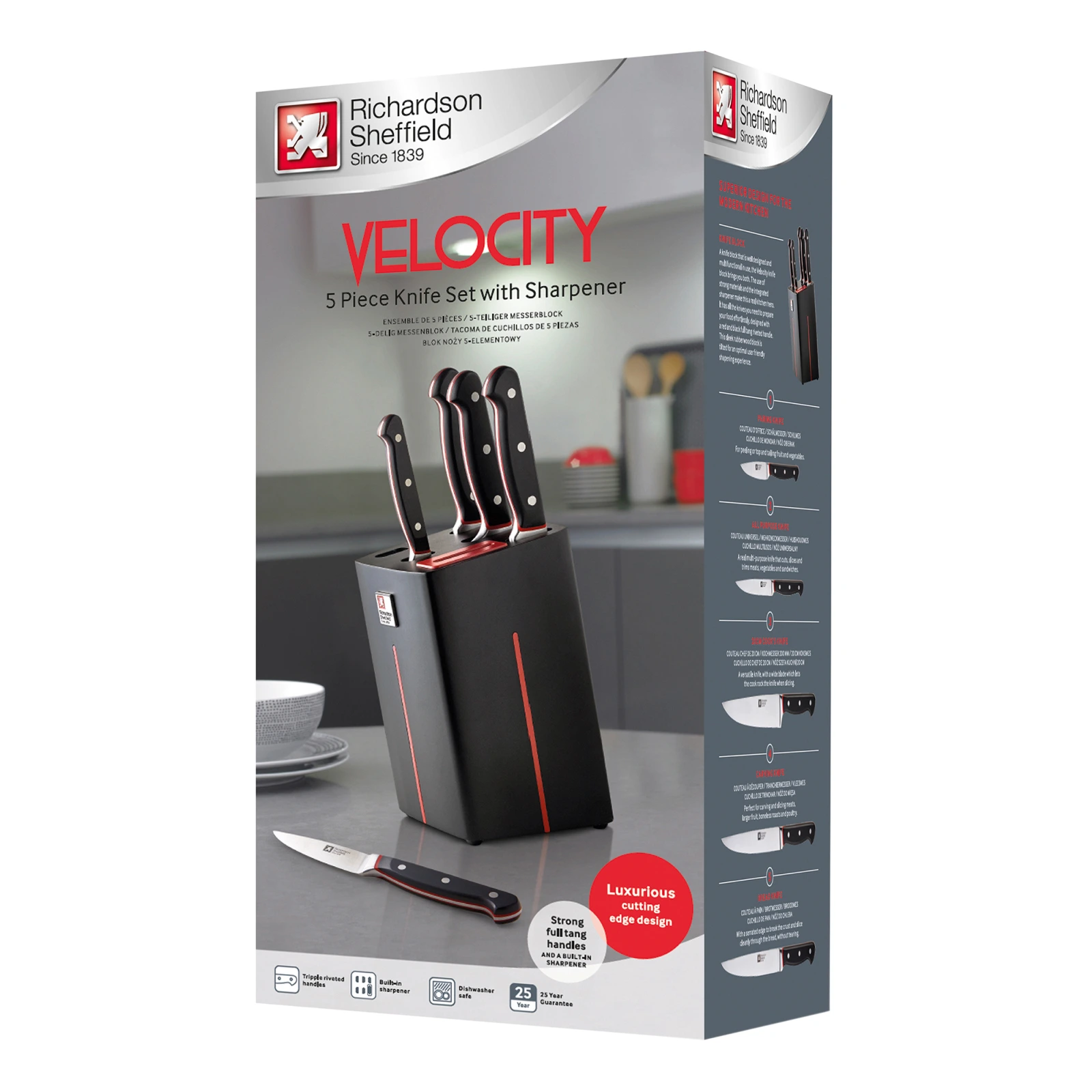 Набор кухонных ножей с подставкой Velocity, 5 пр.