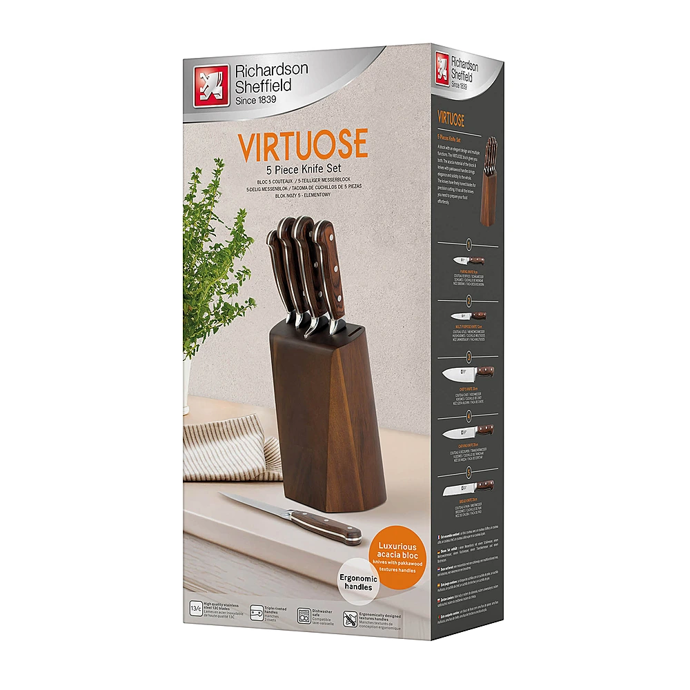 Набор кухонных ножей с подставкой Virtuose, 5 пр. от Richardson Sheffield