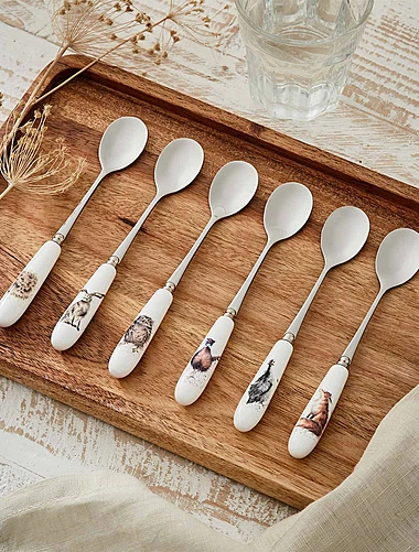 Набор из 6 чайных ложек Wrendale Designs, 15 см