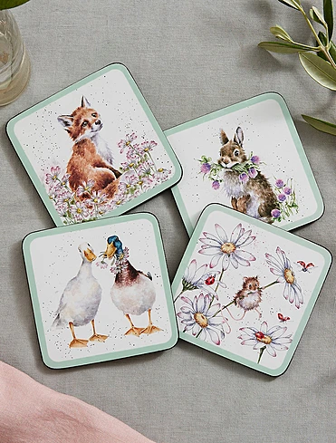 Набор из 4 подставок под стаканы и кружки Wrendale Designs, 11х11 см