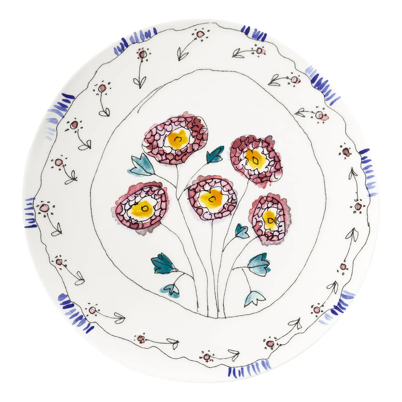 Плоское блюдо Midnight Flowers, 31 см